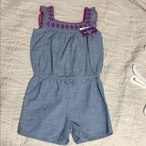 Gymboree Blue Romper with Pink Accents